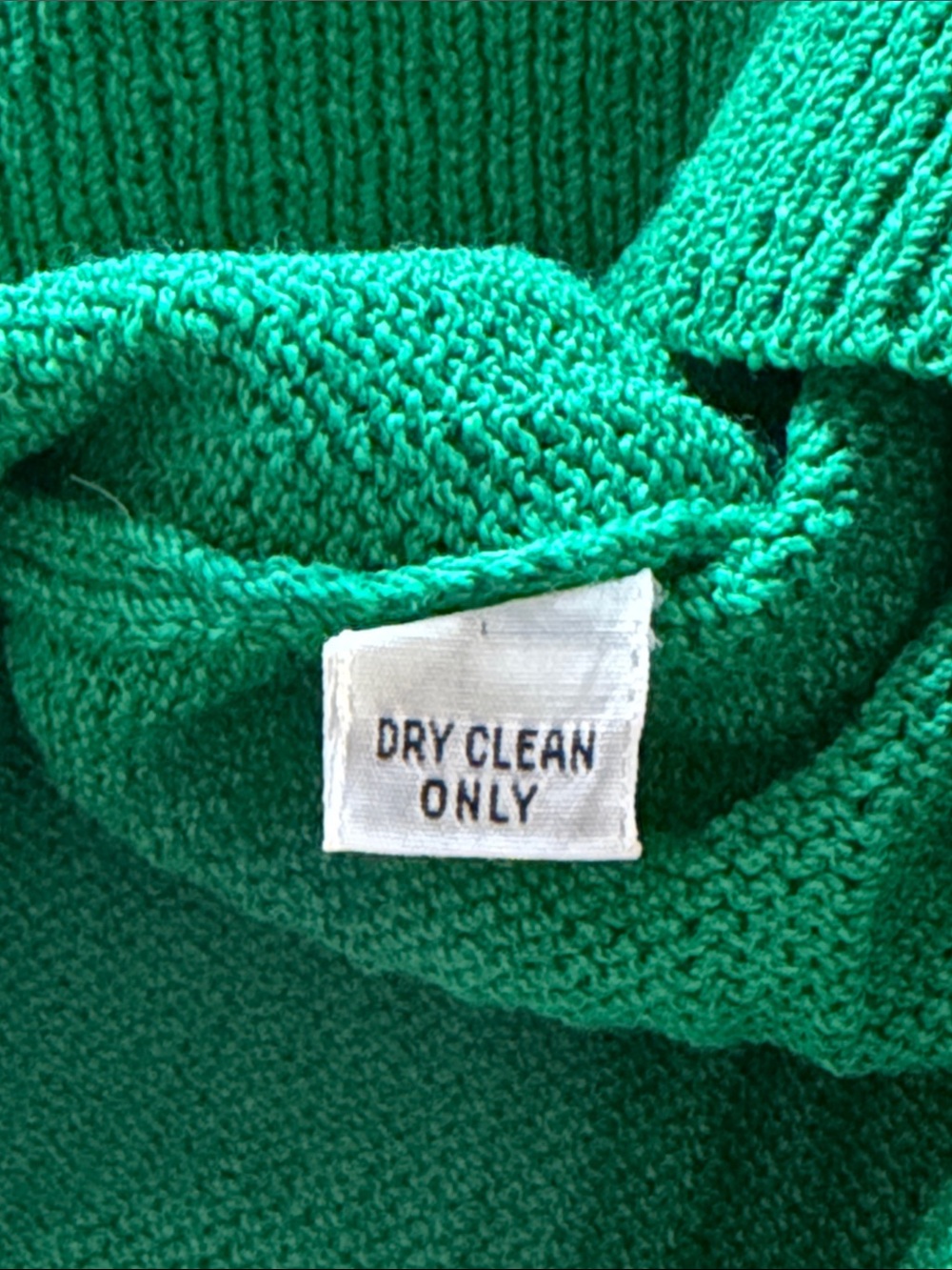 Vintage St John Ribbed Turtleneck Sweater Kelly Green Gold Button Size Small - Picture 14 of 15